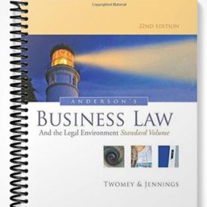 Solutions Manual for Andersons Business Law and the Legal Environment Standard Volume 22nd Edition by Twomey