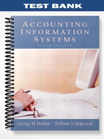 Test Bank for Accounting Information Systems 9th Edition by Bodnar