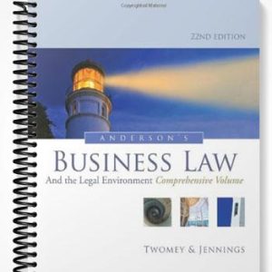 Test Bank for Andersons Business Law and the Legal Environment Standard Volume 22nd Edition by Twomey