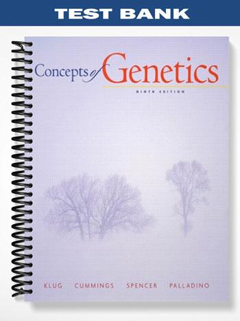 Test Bank for Concepts of Genetics 9th Edition by Klug