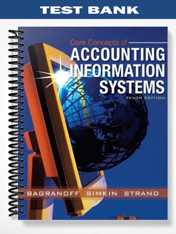 Test Bank for Core Concepts of Accounting Information Systems 10th Edition by Bagranoff