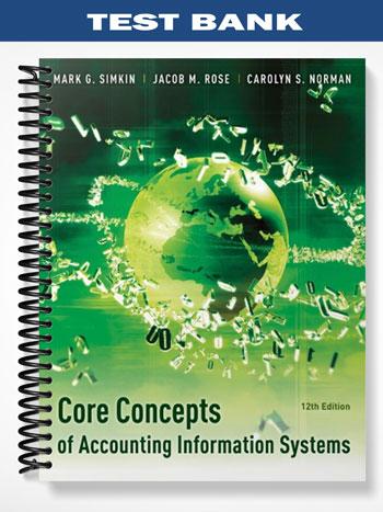 Test Bank for Core Concepts of Accounting Information Systems 12th Edition by Simkin