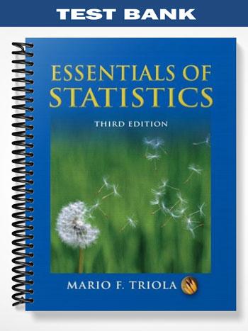 Test Bank for Essentials of Statistics 3rd Edition by Triola