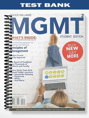 Test Bank for MGMT 2009 Edition 2nd Edition by Chuck Williams