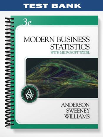 Test Bank for Modern Business Statistics 3rd Edition by Anderson