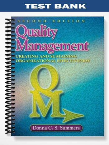 Test Bank for Quality Management 2nd Edition by Donna C